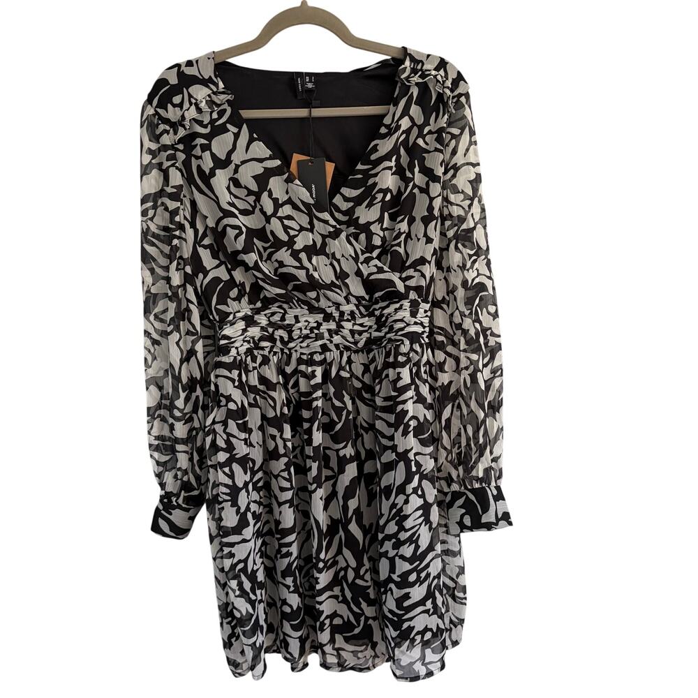 Vero Moda VMSMILLA Long Sleeve V-Neck Mini Dress Women's Size Small Black